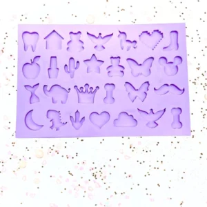 R654 MOLDE DE SILICONE 27 PINGENTES DIVERSOS RESINA DECORAR